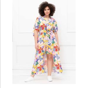 ELOQUII Elements Women's Plus Size Paradiso Print Walk-Through Maxi Romper